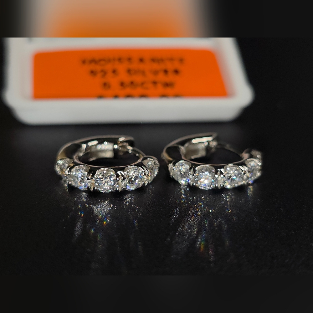 ✨ Moissanite Huggie Hoop Earrings – 0.50 CTW Each (1.00 CTW Total) | S925 Sterli